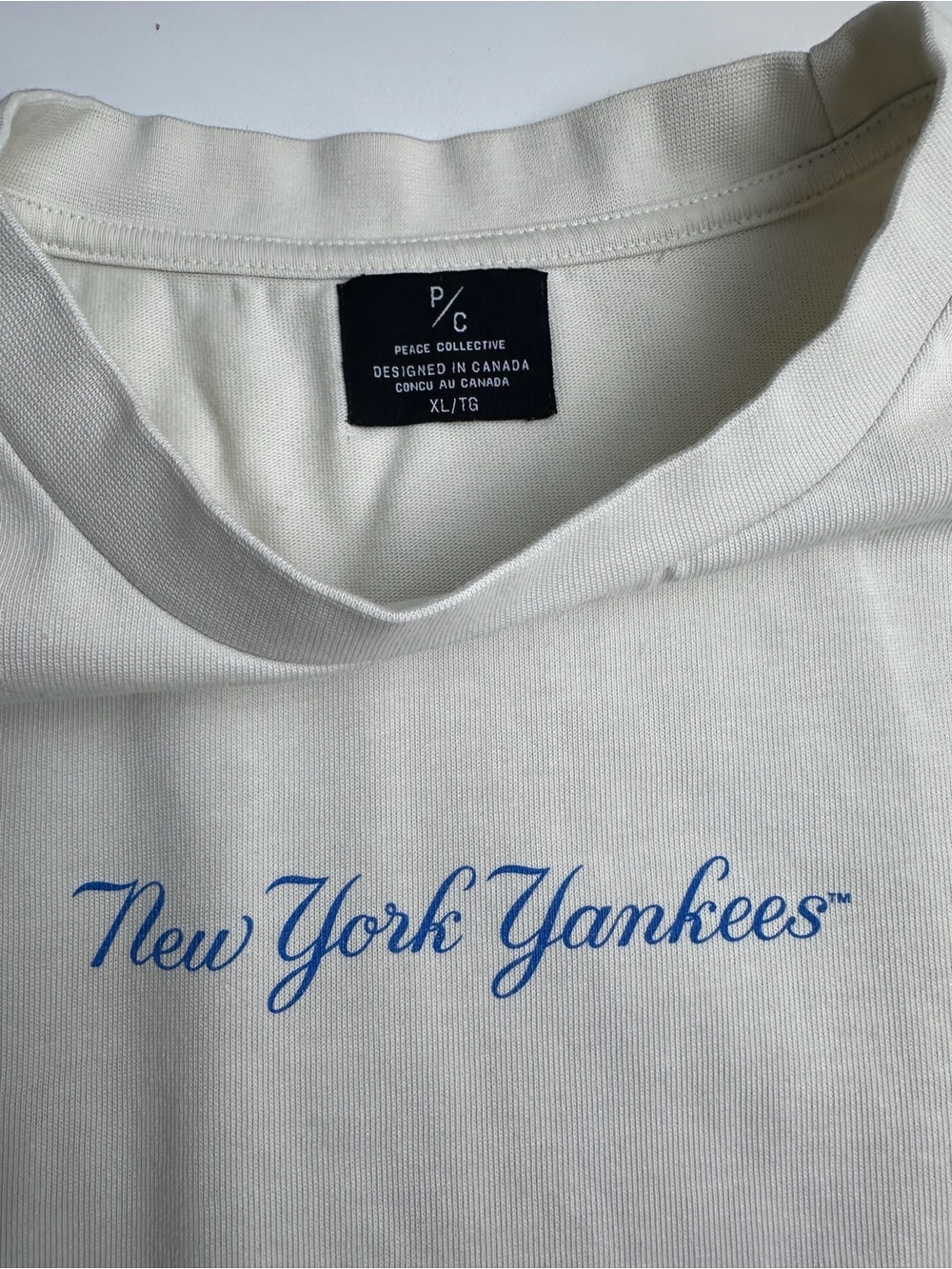 Peace Collective New York Yankees Baby Blue Writing on Ivory Heavyweight Tshirt - Picture 7 of 8